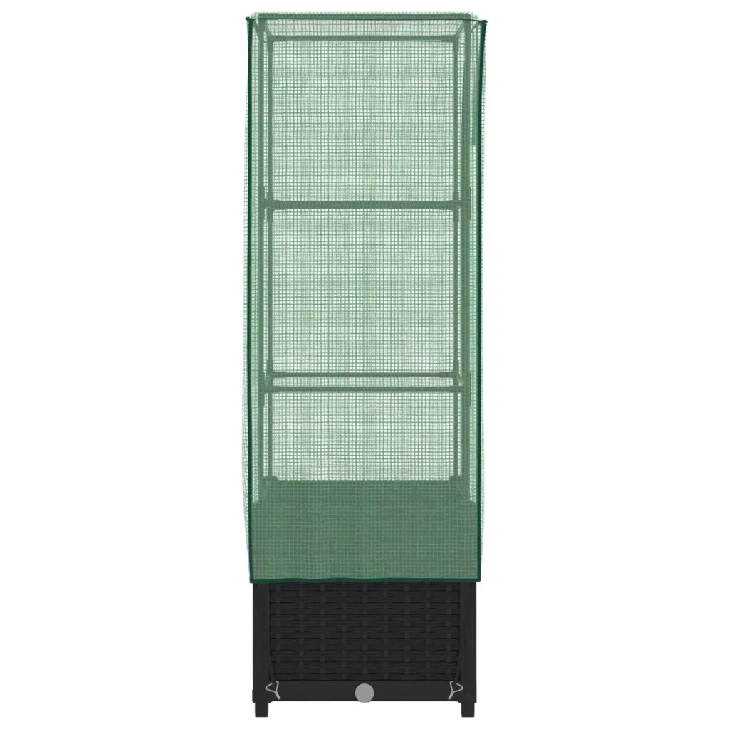 Fioriere | Cassetta per fiori | Letto Rialzato con Copertura Serra Effetto Rattan 40x40x139 cm