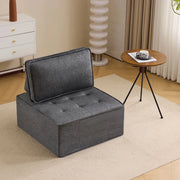 Divano relax modulare componibile in tessuto di lino grigio scuro; struttura in compensato