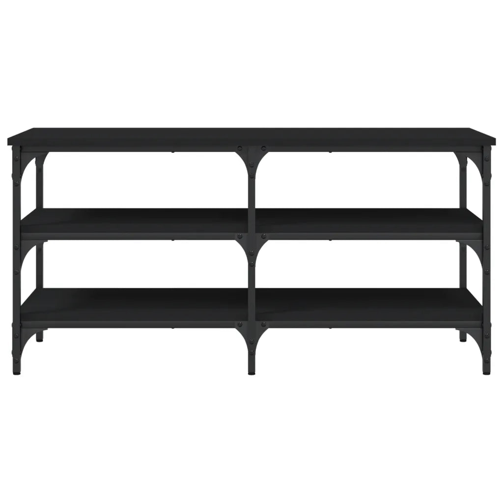 Panca Porta Scarpe Nera 100x38,5x49 cm in Legno Multistrato