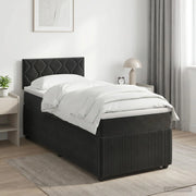 Letto box spring con materasso Nero 100 x 200 cm Velluto 3453091