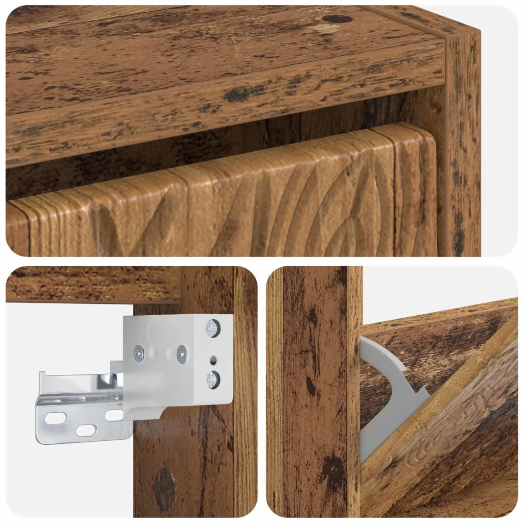 Mobiletto per Scarpe da Muro DELFT 71 x 17 x 43 cm Legno antico 897073