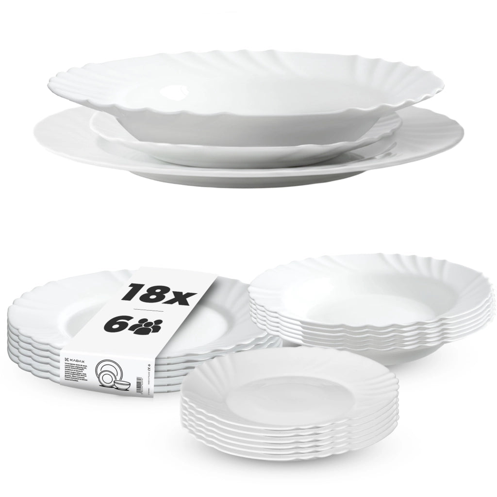 Set di stoviglie KADAX da 18 piatti, colore bianco