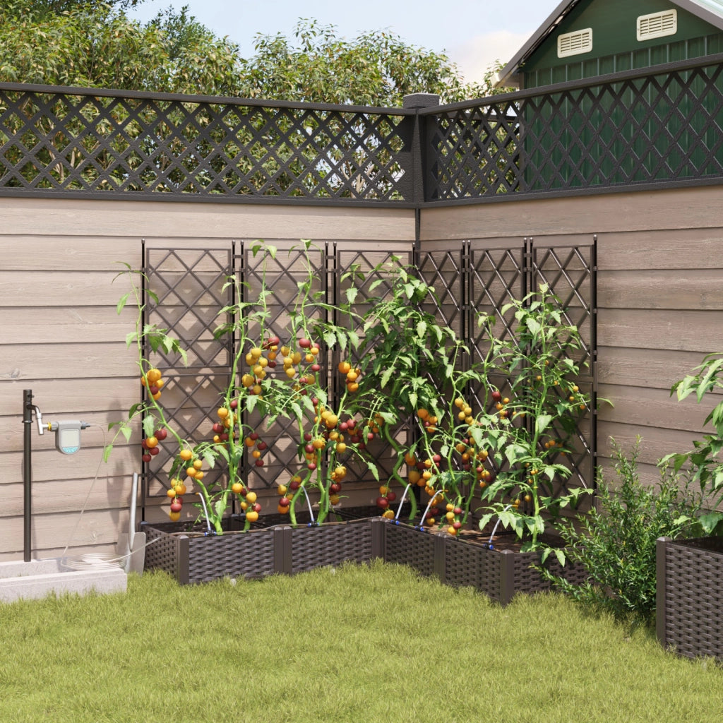 Vasi da Giardino con Sistema di Irrigazione 5 pz Marrone