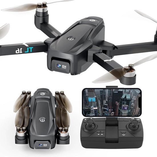 Drone per adulti principianti motore a pennello senza fili 2 fotocamere quadricottero FPV con telecamera a vista diretta pieghevole regolabile elettronicamente 1080P drone con rotazione a 3D controllo tramite app a distanza.