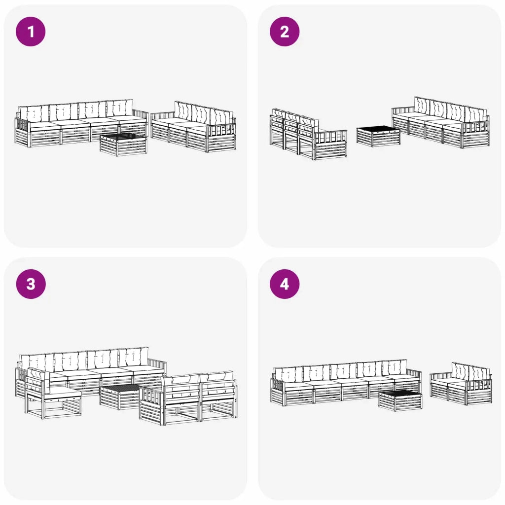 Set di divani da esterno 8 pz Bianco e Antracite Poliestere 3390157