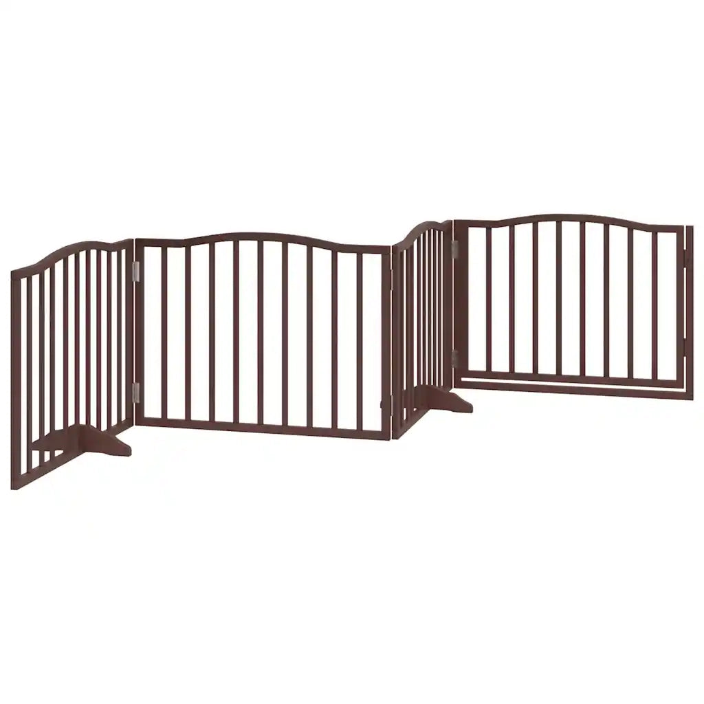 vidaXL Cancello Cani Porta Pieghevole Marrone 4 Pannelli 320cm Pioppo