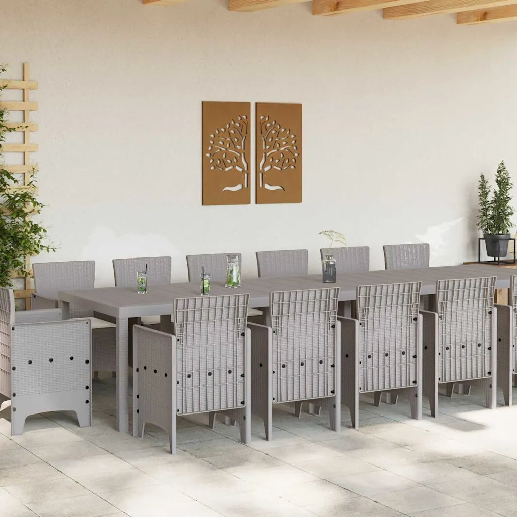 Set da Pranzo per Giardino 15 pcs Grigio chiaro Rattan Polt