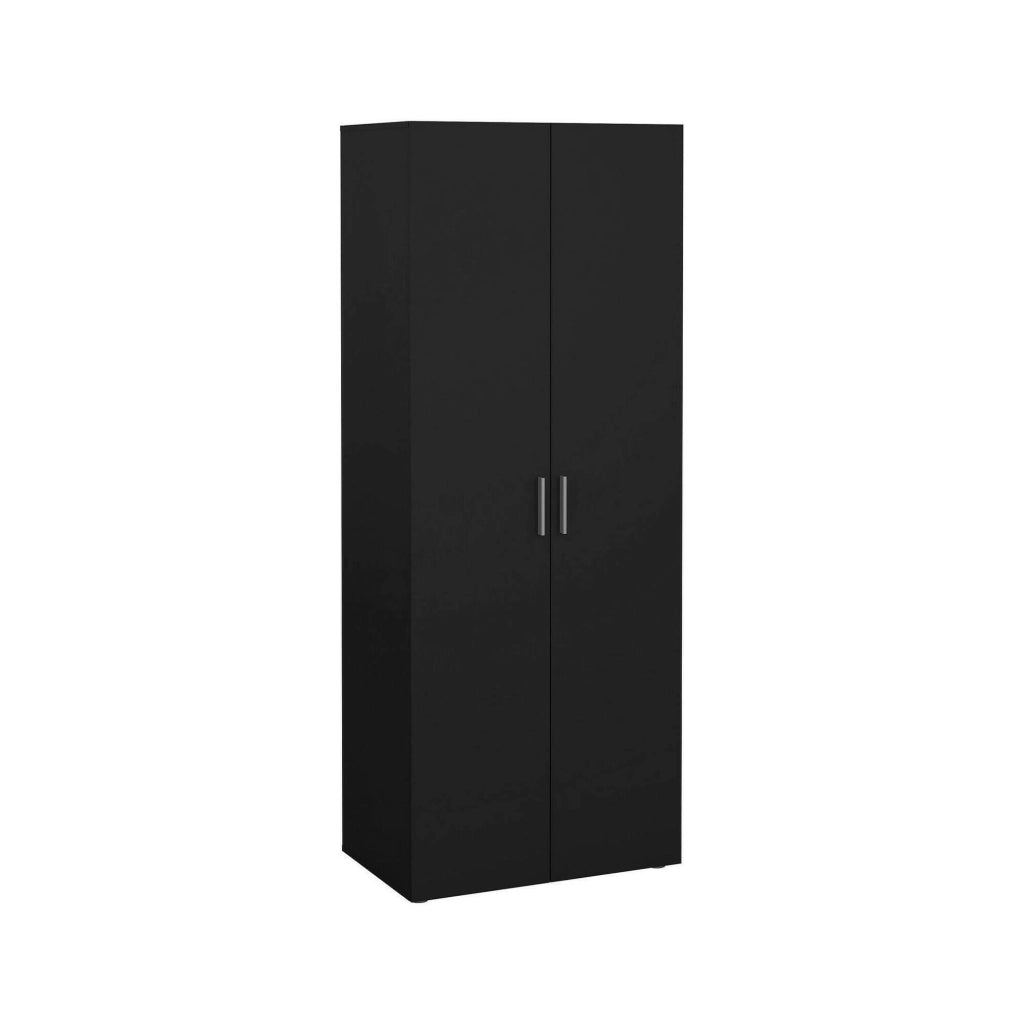 Armadio Camera da Letto Argor, Guardaroba 2 Ante Appendiabiti, 78.7x200.9h cm Nero