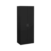 Armadio Camera da Letto Argor, Guardaroba 2 Ante Appendiabiti, 78.7x200.9h cm Nero