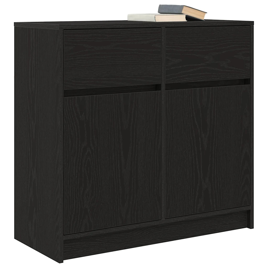 Credenza con Cassetto Rovere Nero 80x34x76 cm Legno Multistrato 861536