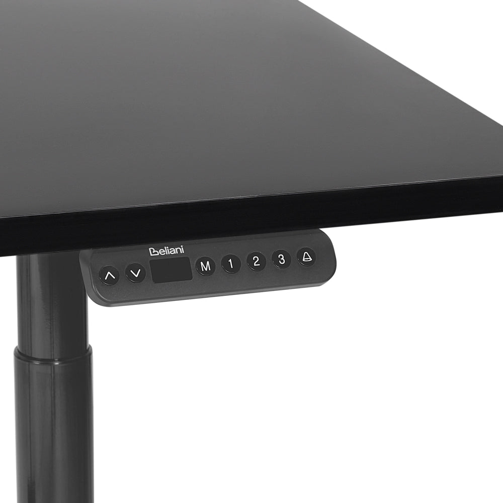 Scrivania regolabile elettricamente rotonda piano e base nera 120 x 72 cm Struttura in acciaio verniciato a polvere moderna