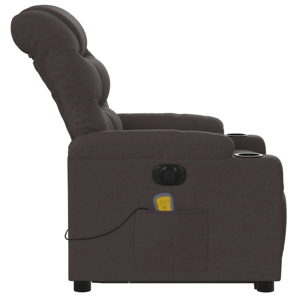 Poltrona Alzapersona Massaggio Elettrica Marrone Scuro Tessuto 3206677