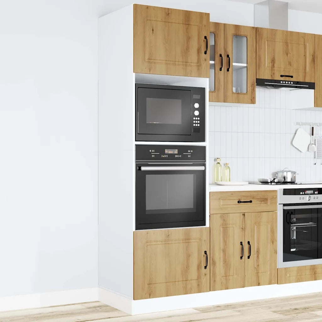 Pensile da cucina | Armadi Forno 2 pz Kalmar Rovere Artigianale in Legno Multistrato