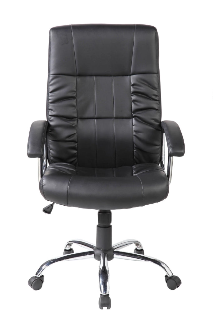 Sedia da ufficio Alberica, Poltrona direzionale con braccioli, Sedia ergonomica da ufficio, 69x64h106/116 cm, Nero