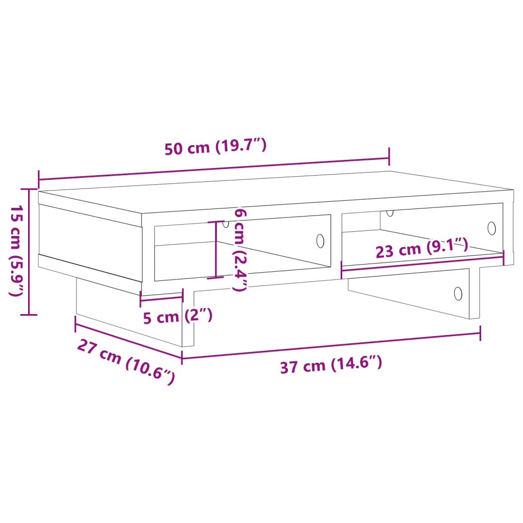 Supporto per Monitor Legno Vecchio 50x27x15 cm in Truciolato 854749