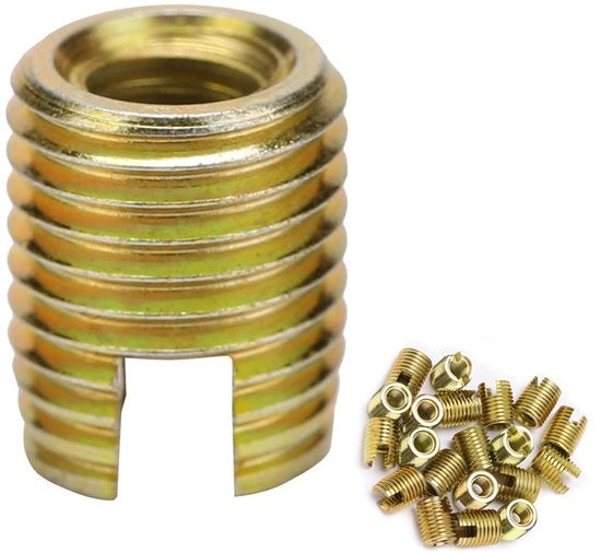 Kit di attacchi a vite a mano 20 pezzi - Vite M6x1 - Acciaio al carbonio verniciato - Bussola M10x1.5 - Lunghezza 14mm - Utilizzo duraturo - Bussola a vite con coda