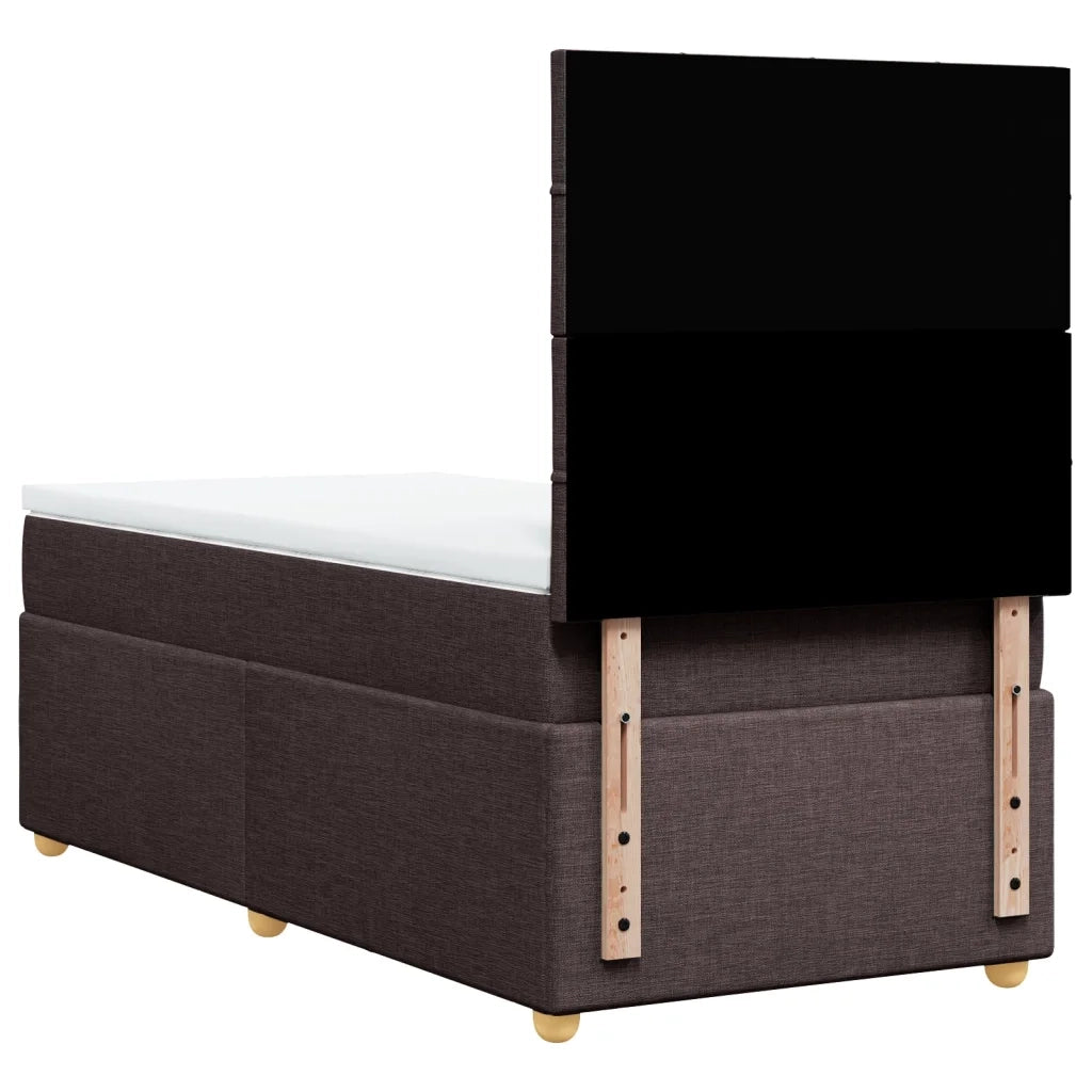 Giroletto a Molle con Materasso Marrone Scuro 90x200 cm Tessuto
