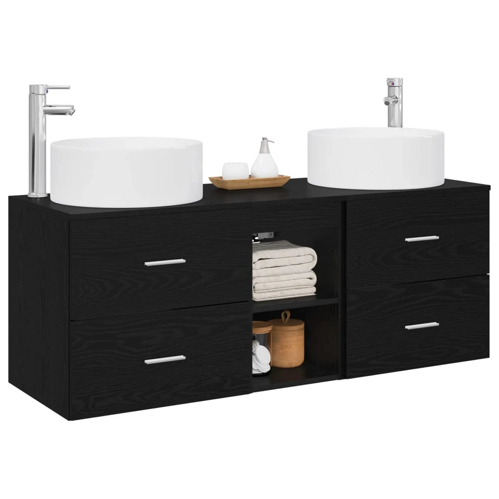 Set di mobili per il bagno 3 pz Nero 49,5 x 44,5 x 65,5 cm 3405948