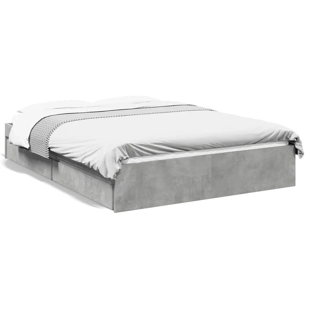 Giroletto Cassetti-Struttura Letto con contenitore Grigio Cemento 135x190 cm Legno Multistrato 222229