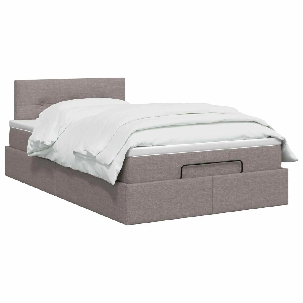 Letto ottomano con materasso Tortora 120 x 200 cm Tessuto 3457484