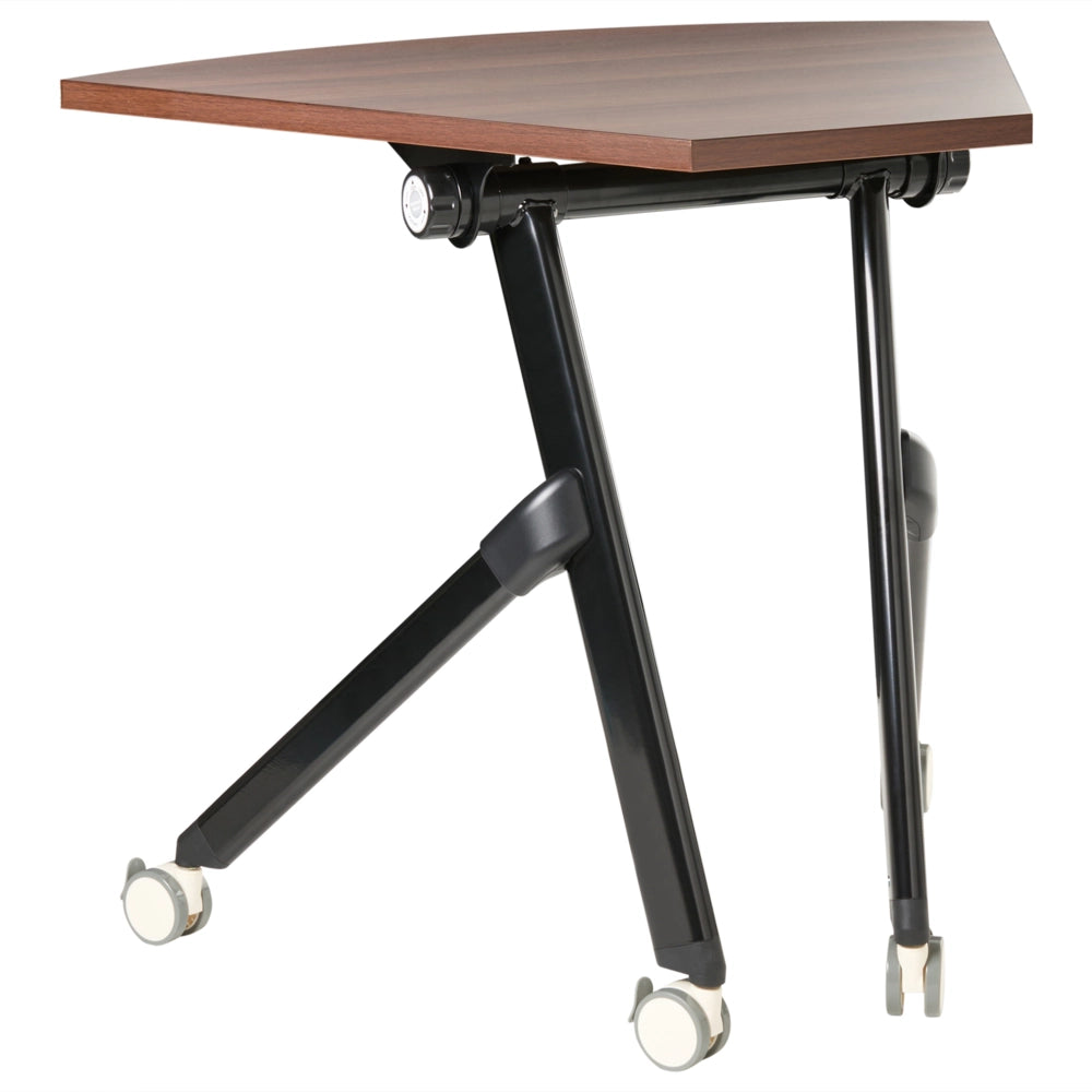 Scrivania pieghevole da ufficio con struttura in metallo marrone scuro e piano in MFC 90 x 64 cm Tavolo pieghevole portatile con rotelle