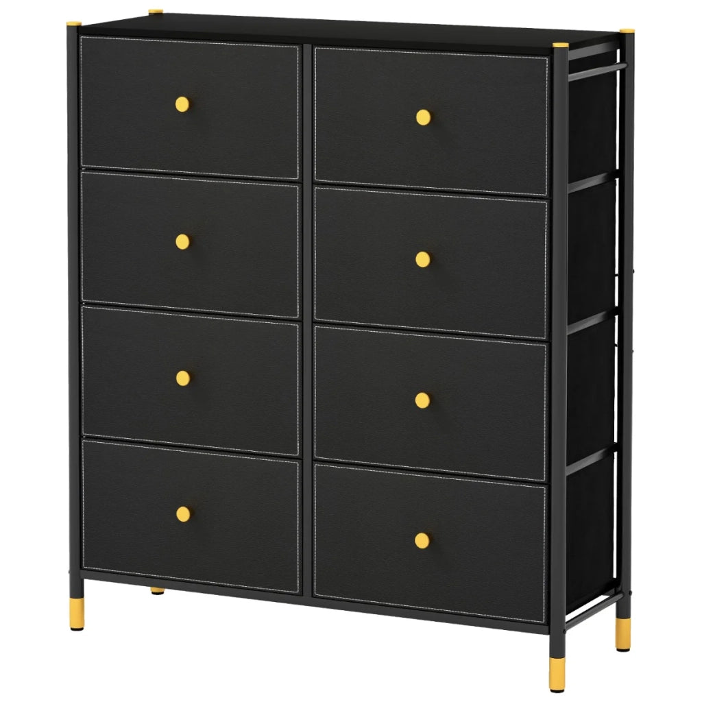 Cassettiera con 8 cassetti pieghevoli 89 x 30 x 98 cm moderno mobile contenitore multiuso in metallo nero 20_0011566