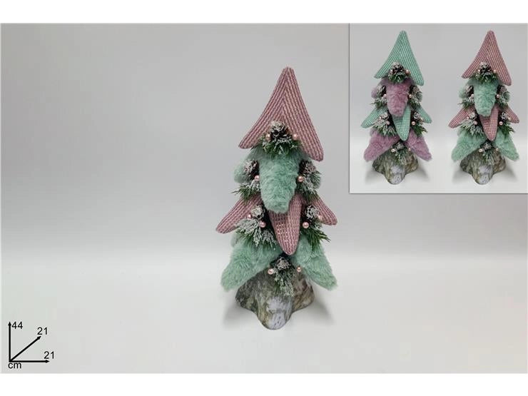 Decorazione Natalizia Albero di Natale con Pigne e Bacche con Cappello 44 cm