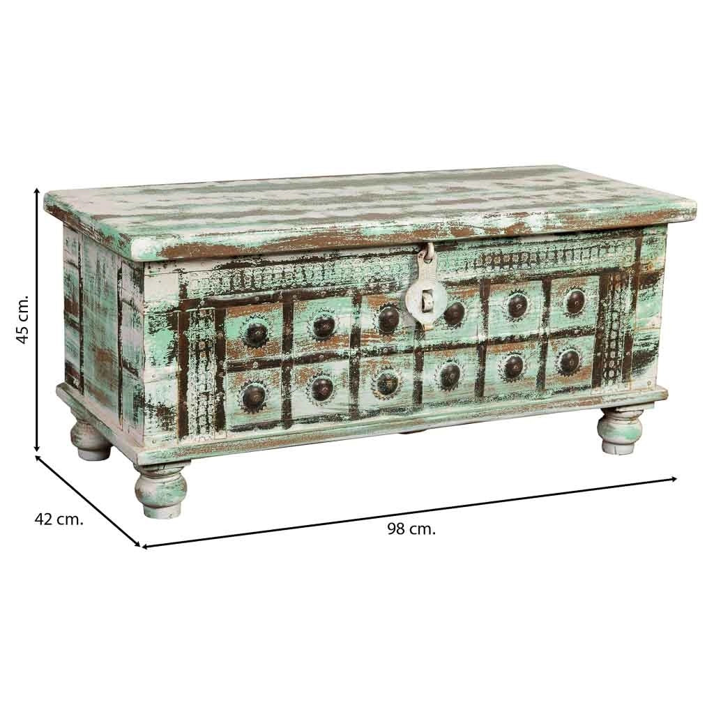 Cassapanca in legno verde artigianale 98x42x45h cm
