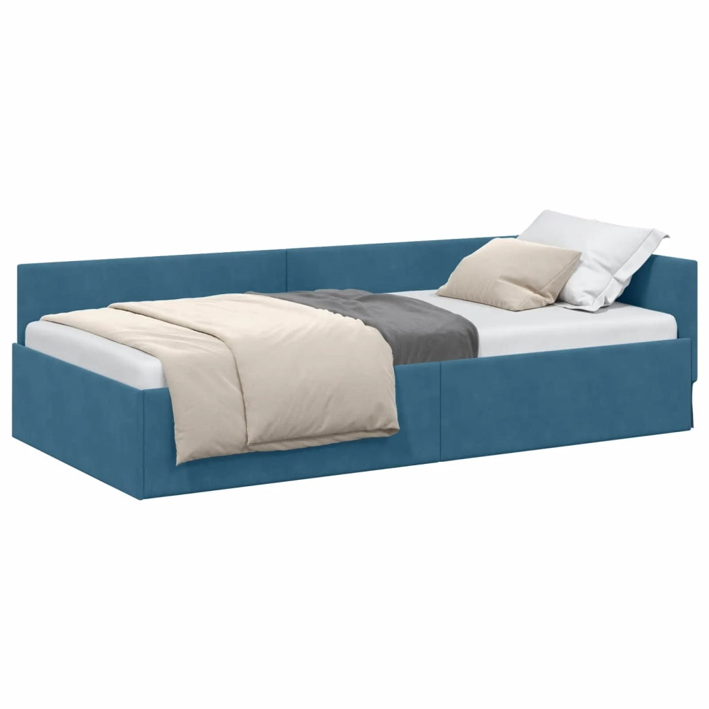 Cornice del letto ad angolo Blu 90 cm x 200 cm Velluto 42016080