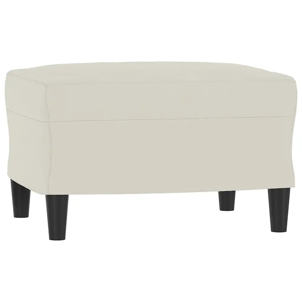 Poltrona con Poggiapiedi Crema 60 cm in Velluto