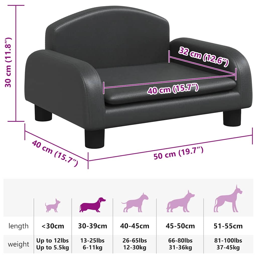 Cuccia per cani a forma di cesto comoda 50 x 40 x 30 cm in similpelle nera 02_0042675