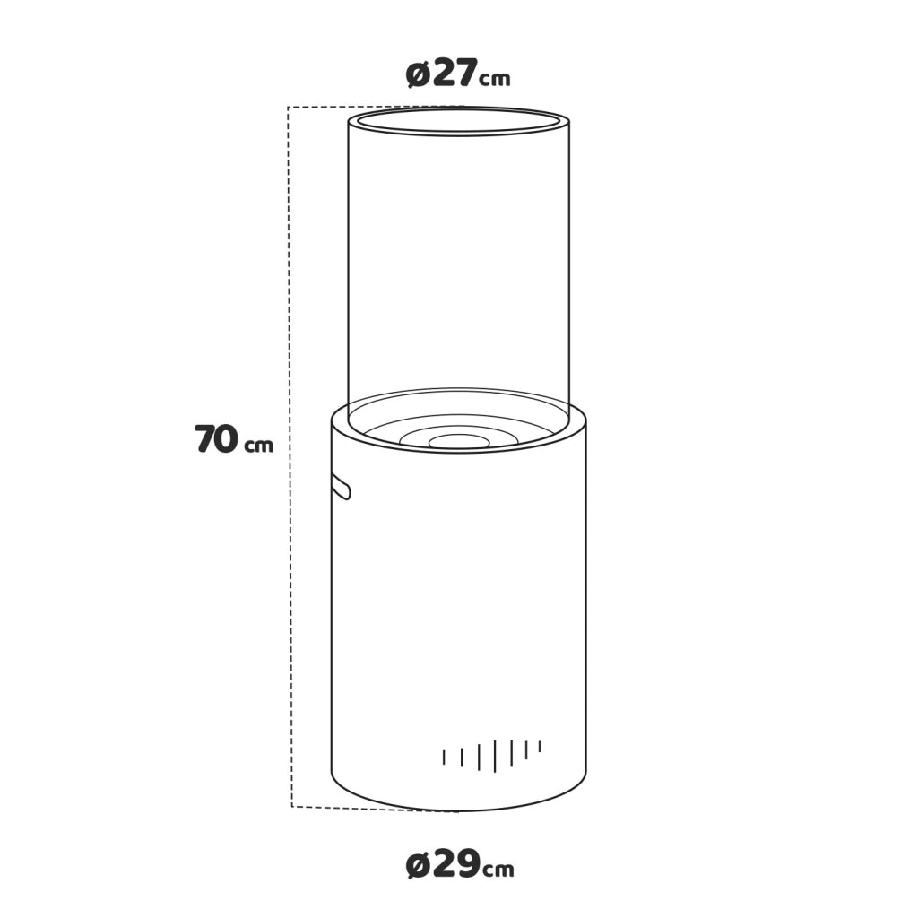 Tito - Caminetto a bioetanolo da terra con 1 bruciatore da 0.4L. Camino a bioetanolo da appoggio in acciaio inox e vetro temperato tortora