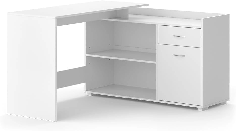 Scrivania ad angolo Noira, Sonoma, 135 x 77 cm con cassetto, adatto per montaggio ad angolo sinistro o destro