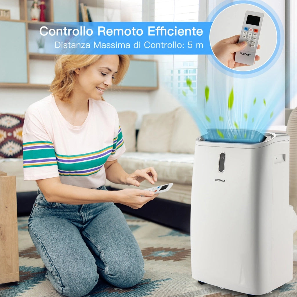 Condizionatore portatile con 3 velocit¨¤ e controllo con App, Aria condizionata 16000 BT 5 in 1 con telecomando Bianco-Condizionatori aria