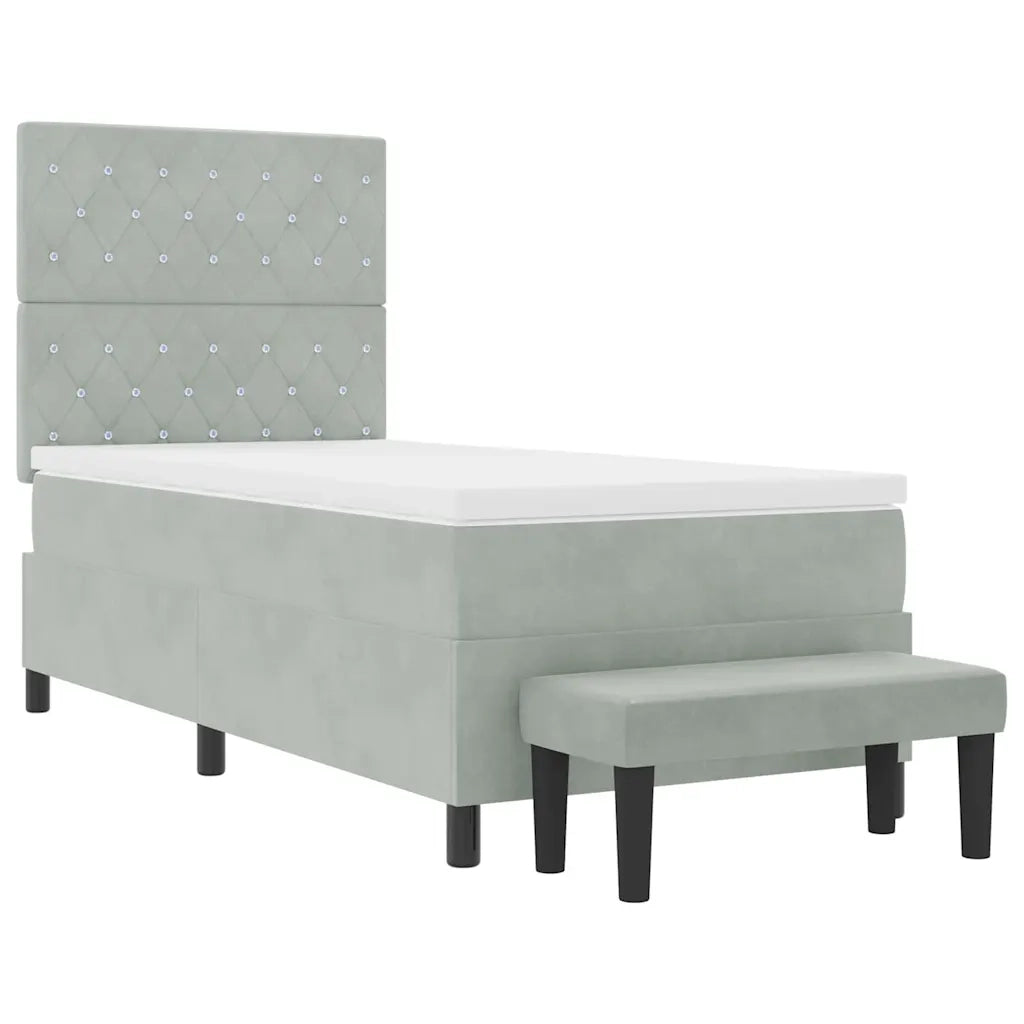 Letto a molle con materasso Grigio chiaro 90 x 190 cm Velluto 3344414