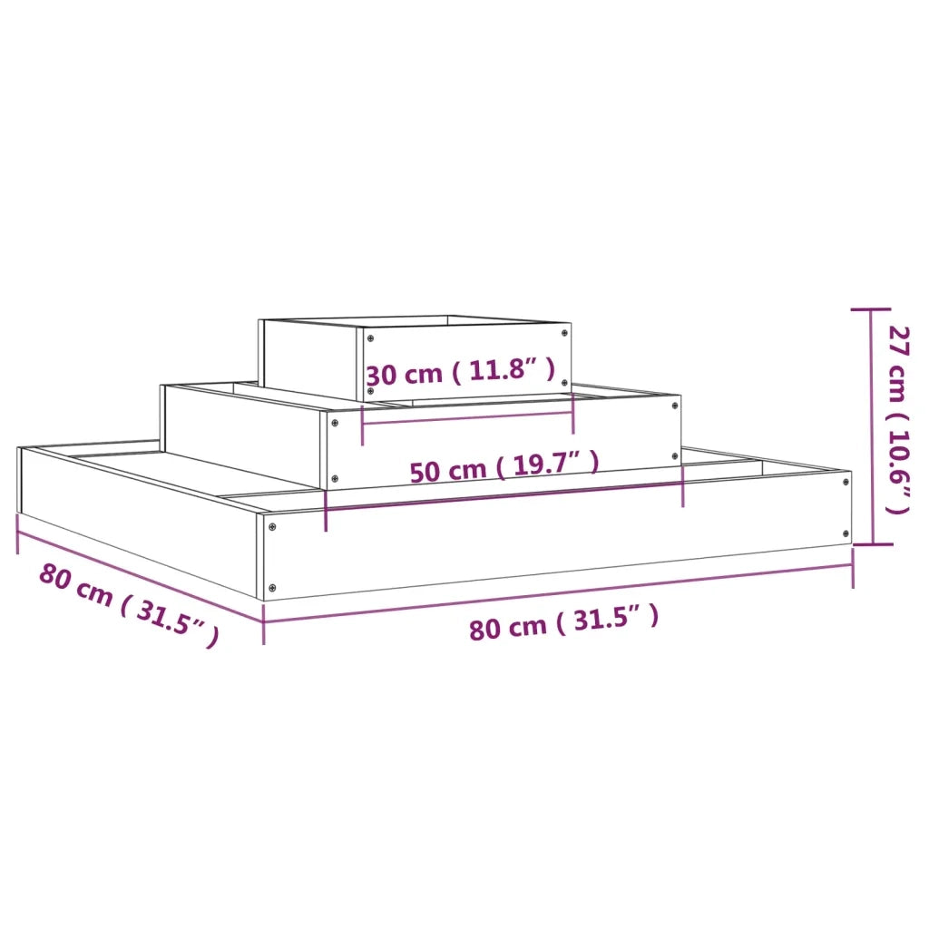 Fioriera-Vaso da Esterno-Contenitore per Piante Nera 80x80x27 cm in Legno Massello di Pino 830114