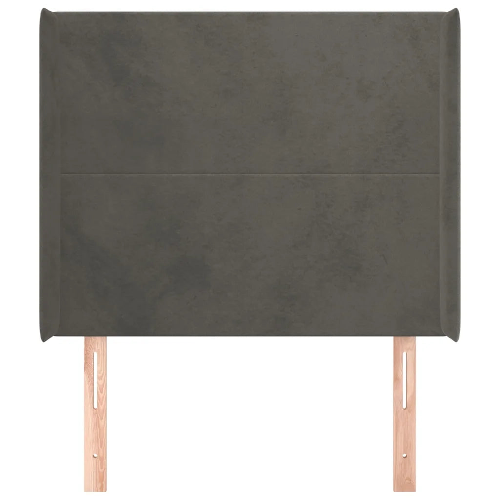 Testiera | Testata ad Orecchio Grigio Scuro 93x16x118/128 cm in Velluto