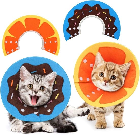 Halsbandi per animali domestici, set da 2, catene per cani per il recupero, anti-bolli, anti-mordicamento, anti-lick, cura delle ferite, regolabile, halsbandi di protezione comodi (S, scuro + arancione)