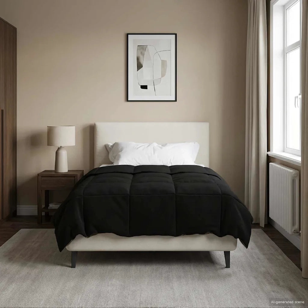 Piumone Completo Annuale Nero 140 x 200 cm Microfibra