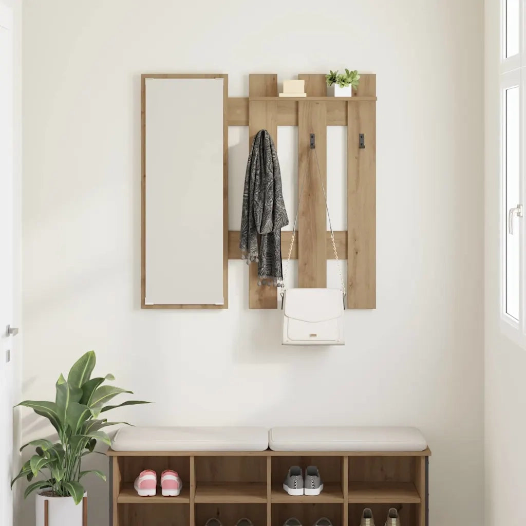 Appendiabiti a muro Rovere artigianale 100 x 10 x 100 cm 874514