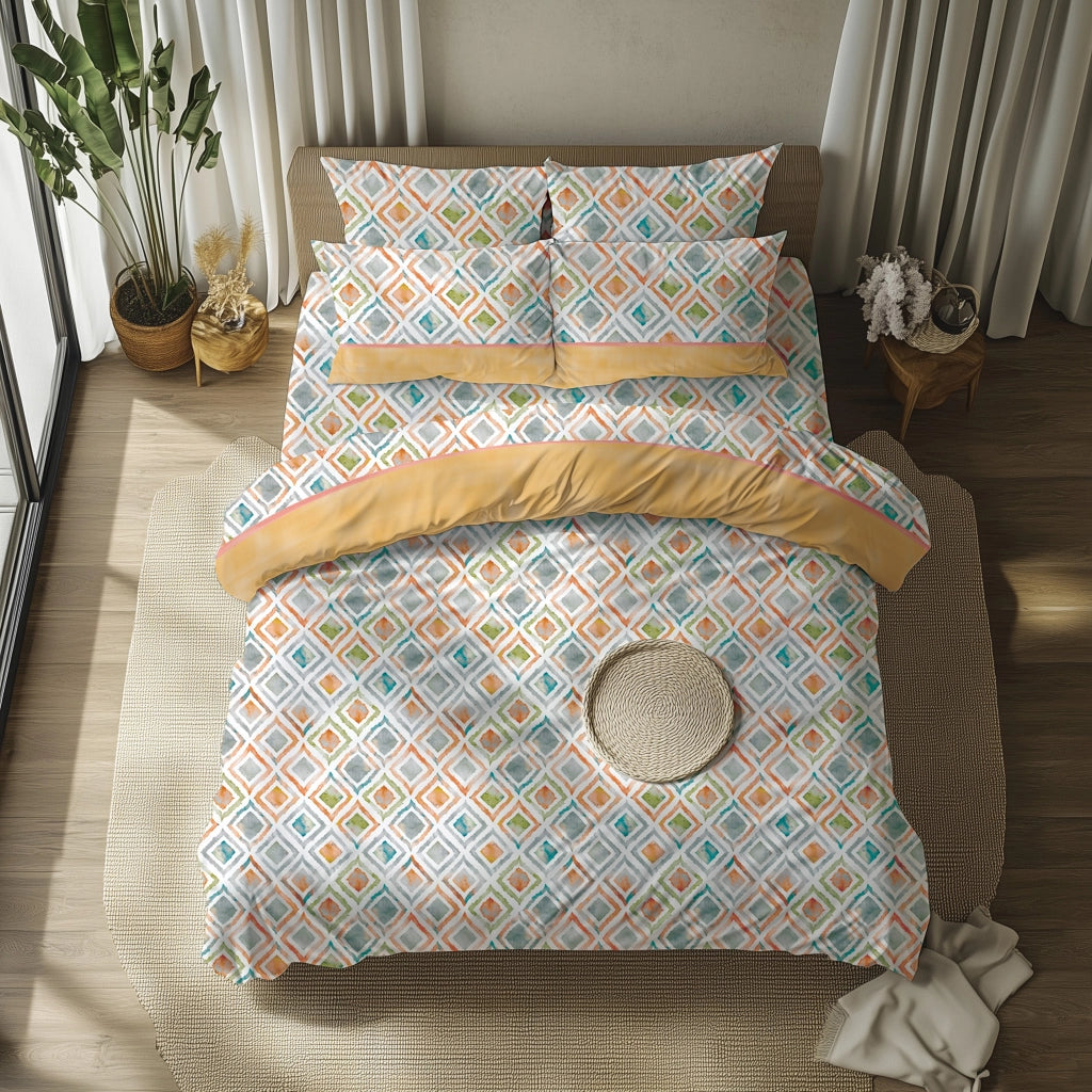 Sateneha, set Completo Letto Matrimoniale in Policotone, Giallo