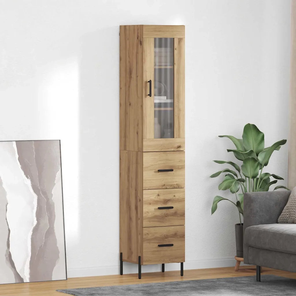 Credenza con cassetto Rovere artigianale 34,5 x 34 x 180 cm