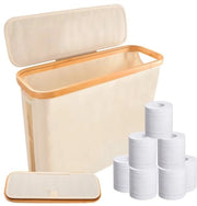Organizzatore per carta igienica 28L, scatola per carta igienica pieghevole con coperchio. Organizzatore per la stanza da bagno. Capacità per 12 rotoli di carta igienica, 43,5×14,5×35 cm (beige).