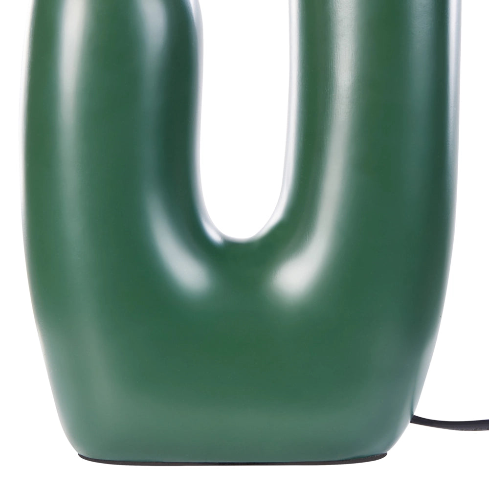 Lampada da tavolo Base in resina verde Paralumi in vetro rotondi Doppio paralume Base a U