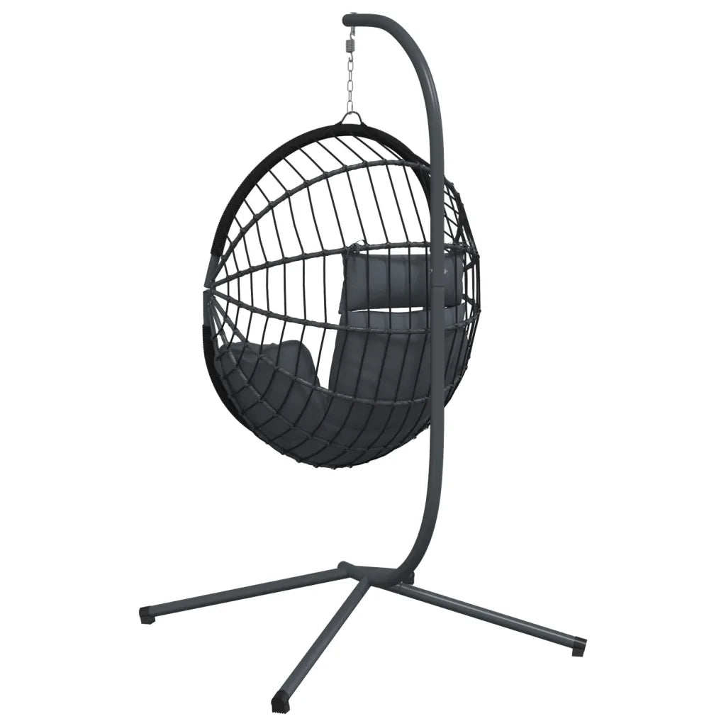 Sedia a Uovo Sospesa con Supporto Antracite Polyrattan/Acciaio CFW4270349