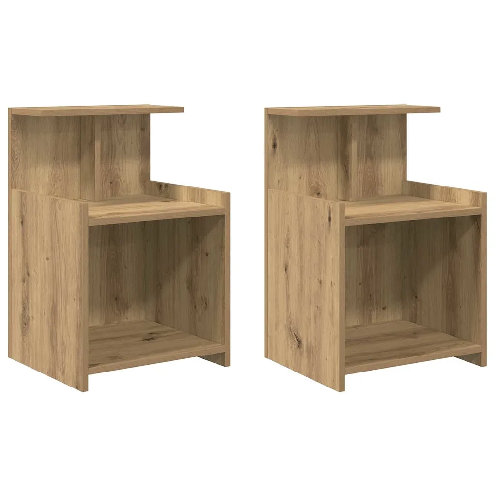 Set di 2 Comodini | Armadio da Notte | Mobiletto da notte Rovere artigianale 40 x 35 x 60 cm