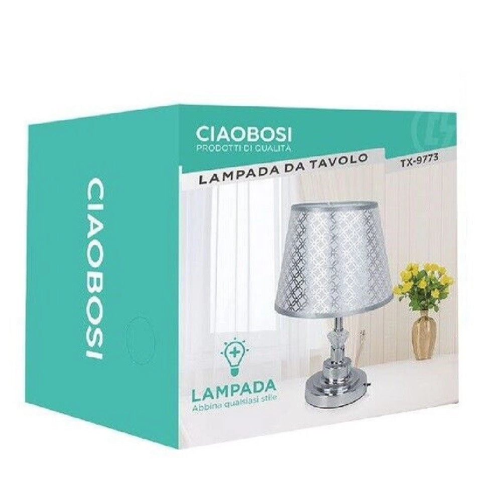 Trade Shop - Lume Lampada Abat Jour Da Tavolo Comodino Comò Arredo Camera Casa Luce Tx-9773 -