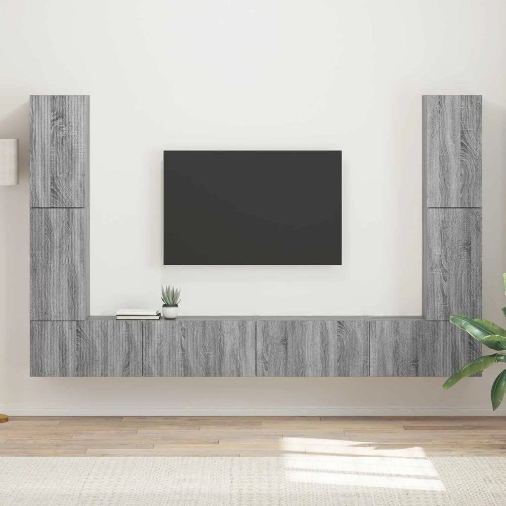Set mobile TV 8 pcs Grigio Sonoma Legno multistrato