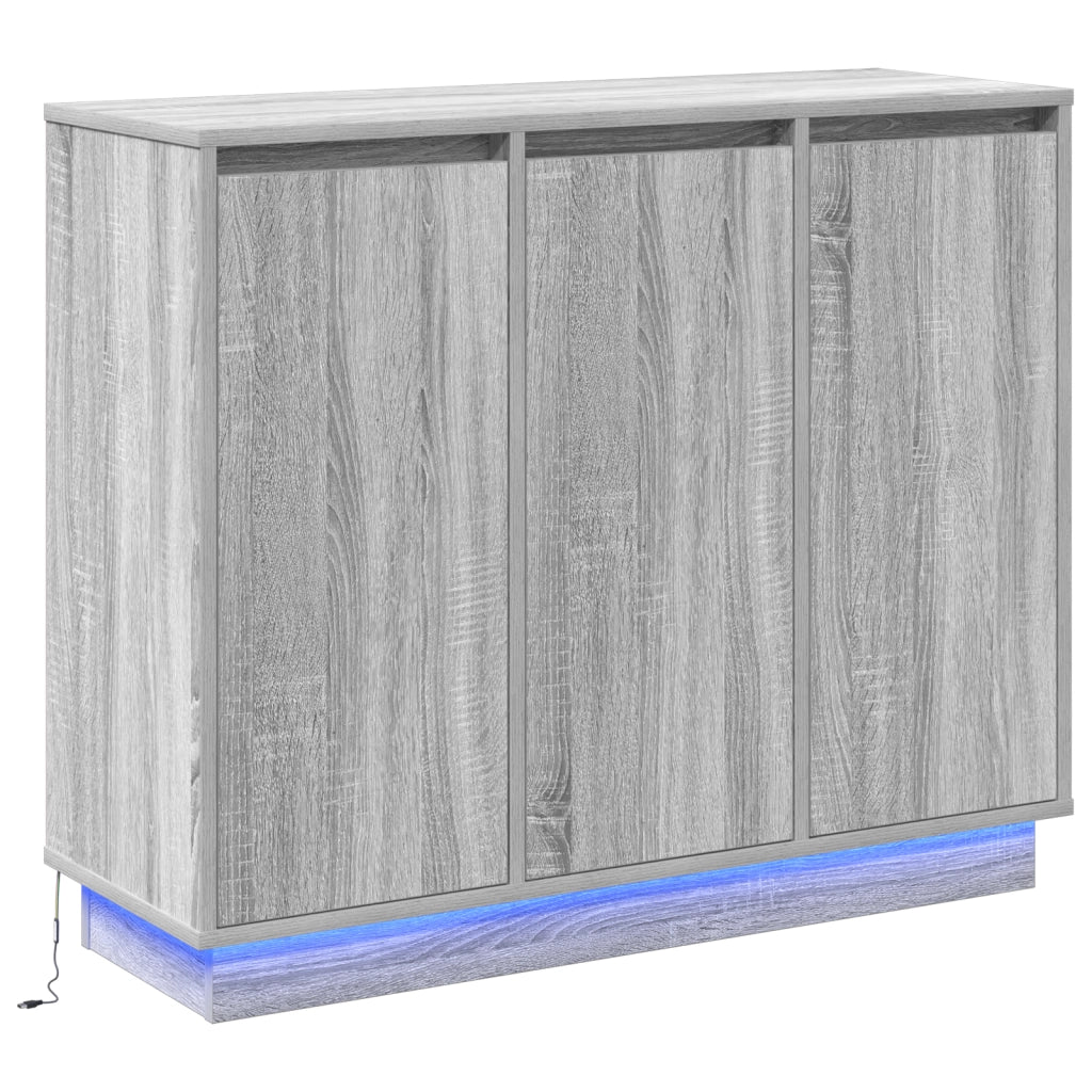 Mobile da soggiorno con LED Grigio Sonoma 90x32x75 cm in legno ingegnerizzato