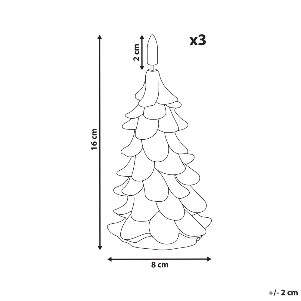 Set di 3 decorazioni natalizie LED per interni per alberi di Natale Candele decorative in paraffina verde